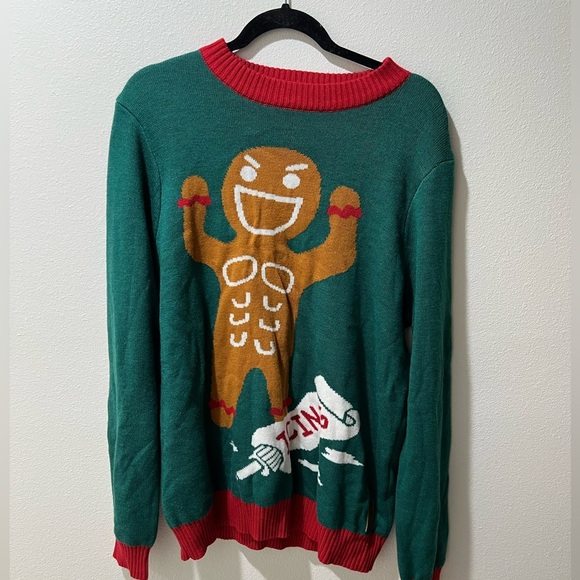 Tipsy Elves men’s large Festive Green Gingerbread Sweater, EUC, holiday party - Picture 2 of 7
